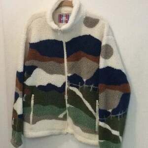 Urban Outfitters Colorblock Sherpa Fleece Zip Jacket Large